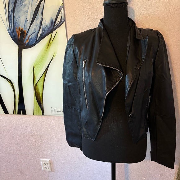Womens black distressed jacket flawed size small - Picture 1 of 9